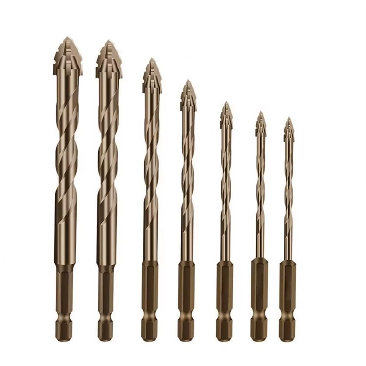 Serplex® 7Pcs Alloy Steel Carbide Drill Bits for Ceramic Tiles, Ceramic, Glass Marble Concrete 3/4/5/6/8/10/12mm High Impact 4-Edge Sawtooth Power Drill Bits Hex Shank Hole Opener Bit