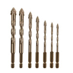 Serplex® 7Pcs Alloy Steel Carbide Drill Bits for Ceramic Tiles, Ceramic, Glass Marble Concrete 3/4/5/6/8/10/12mm High Impact 4-Edge Sawtooth Power Drill Bits Hex Shank Hole Opener Bit