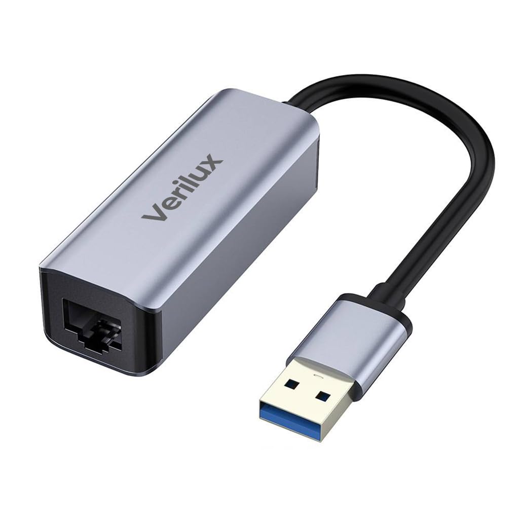 Verilux USB to Ethernet Adapter with USB 3.0 Gigabit RJ45 Connection for Laptops and PCs