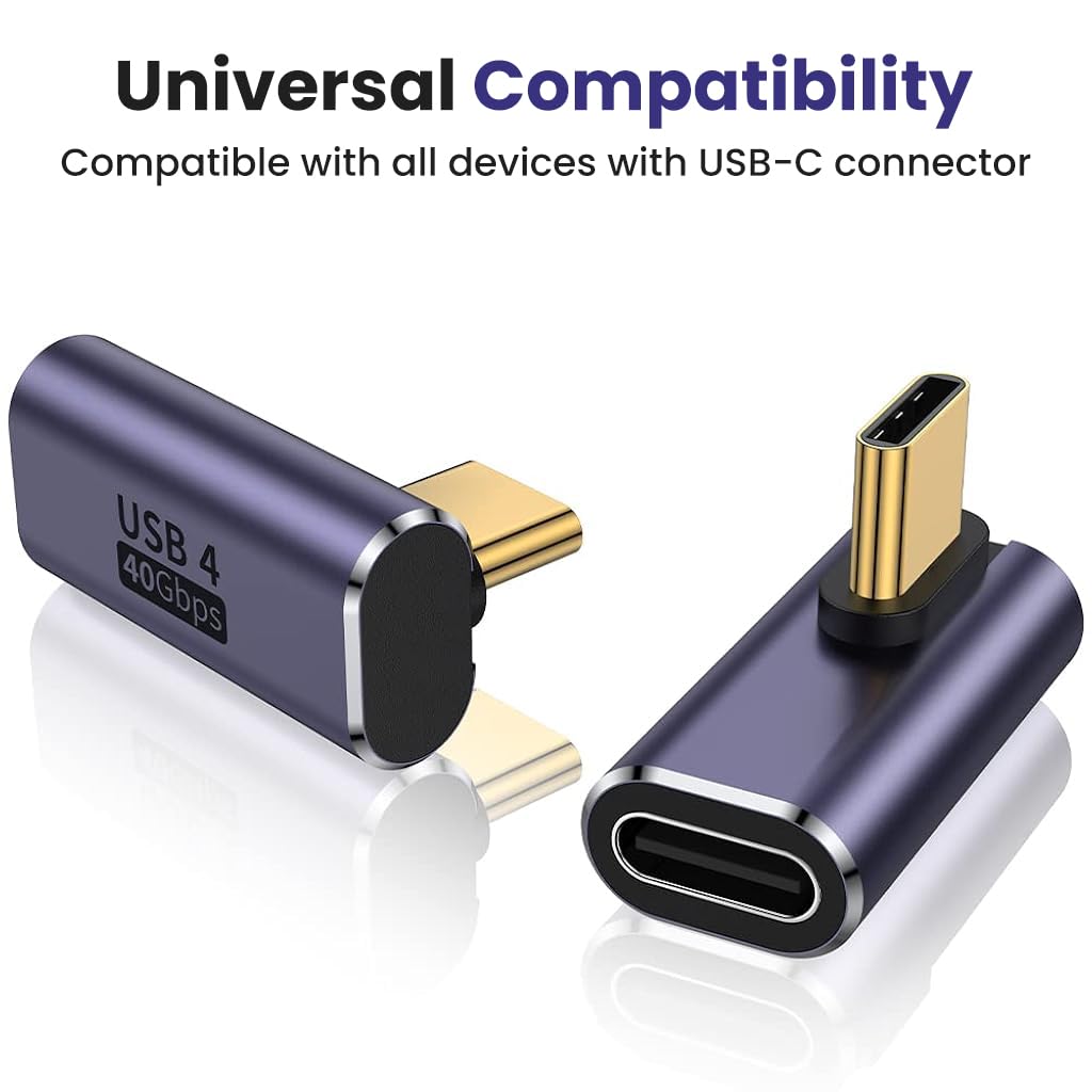 Verilux USB C Adapter for Laptops and Phones with 100W PD 40Gbps Speed | 90° L‑Shape