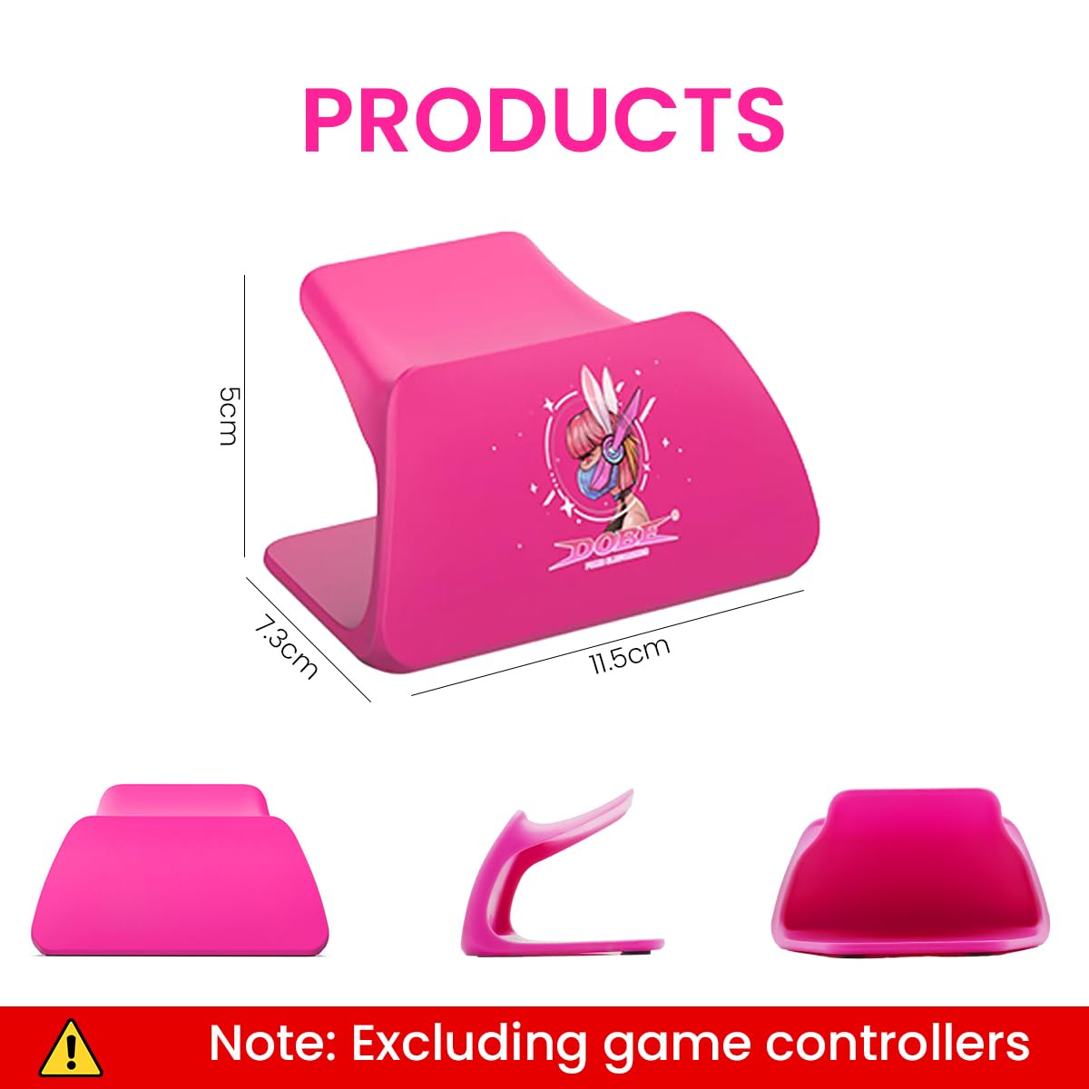 ZORBES® Pink Controller Display Stand Anti-Slip ABS Controller Holder for PS5 Desk PS5 Controller Holder with Decorative Cartoon Sticker PS5 Accessory