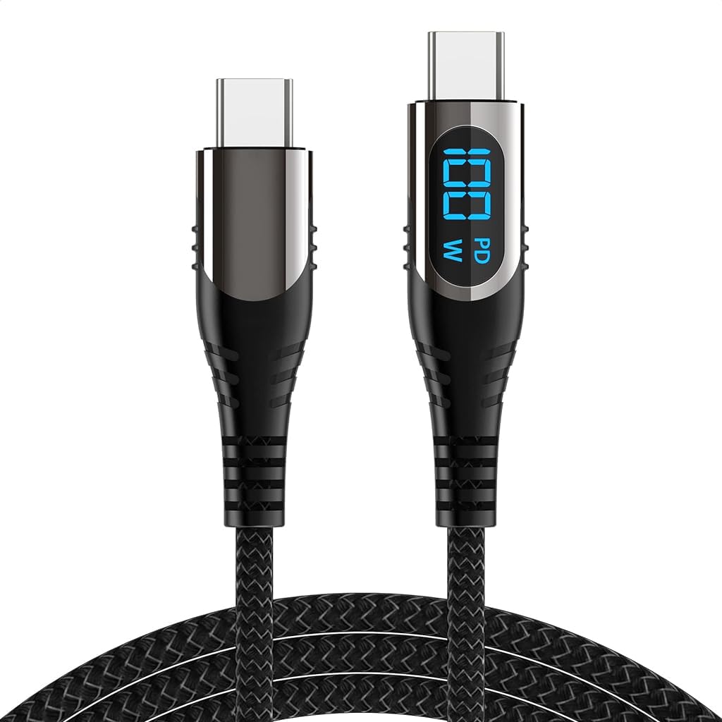 Verilux® 3.3ft Type C to Type C Cable, Type C Cable with LCD Display Support PD 100W Fast Charging & Data Transfer TYPE-C to TYPE-C Cable Compatible with MacBook Pro/iPad Pro/iPad Air/GalaxyS20