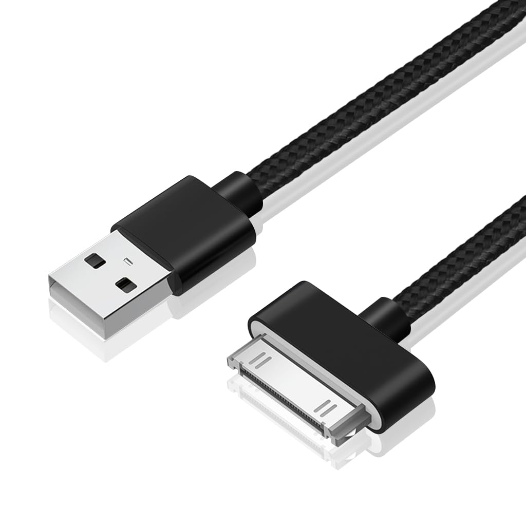 Verilux® 30-Pin Charger Cable 6.6ft Long 30-Pin to USB Charger Cable Nylon Braided Charging Cable for i Phone 4/i Phone 4S iPod Classic 4/5/6th Gen, iPod Nano, iPad 2/3 Gen