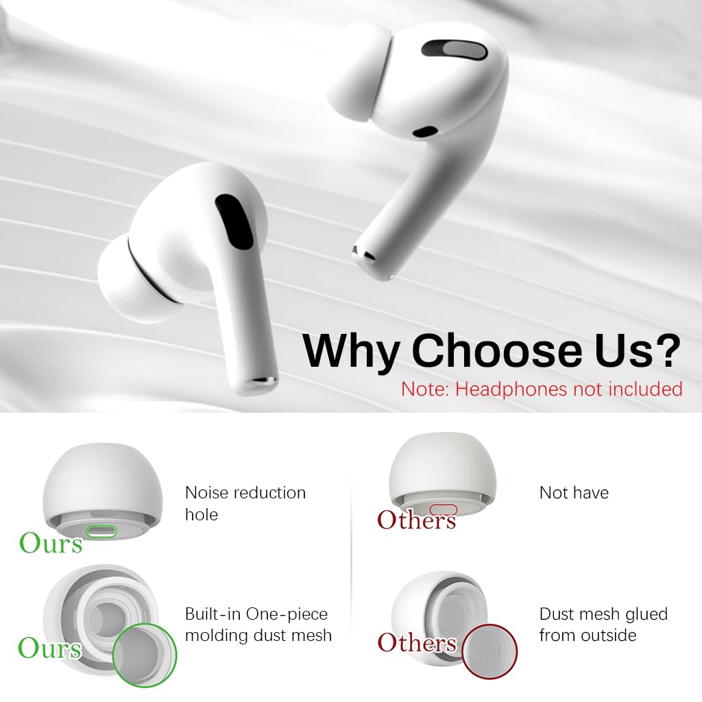 ZORBES® 4 Pairs Ear Tips for AirPods Pro and Pro 2 Silicone Anti-Slip Earbuds Eartips Cover Replacement XS S M L 2 PCS