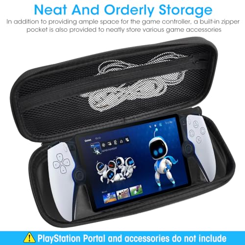 ZORBES® Polyurethane Carrying Case for PlayStation Portal Handheld Gaming Console Portable Hard Shell Storage Bag Travel Accessories Black 2 PCS