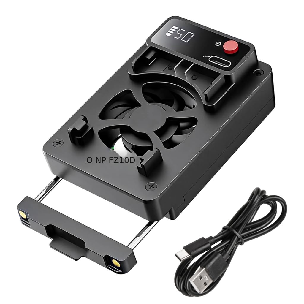 ZORBES® Live Stream SLR Camera Cooler, 5-Speed Camera Attachment Cooling Fan, USB Rechargeable Camera Cooling Fan, Secure Spring-loaded Clamp, LCD Real-time Battery Display, One Button Control