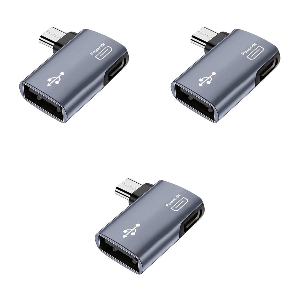 Verilux Micro USB to USB OTG Adapter for Fire TV Stick 4K and Android Devices 3 Pcs | 90 Degree Design