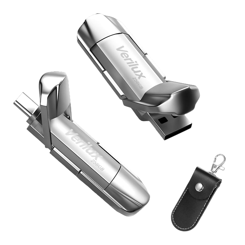 Verilux Pendrive 256GB with USB C & A for Android and PC featuring 5Gbps transfer speed