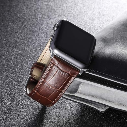 ZORBES® Watch Strap Band For Apple Watch PU Leather Watch Strap Band Adjustable Size Fashion Men Leather Watch Strap Band for Apple Watch 42/44/45/49mm, Compatible with Apple Watch 8/SE/7/6/5