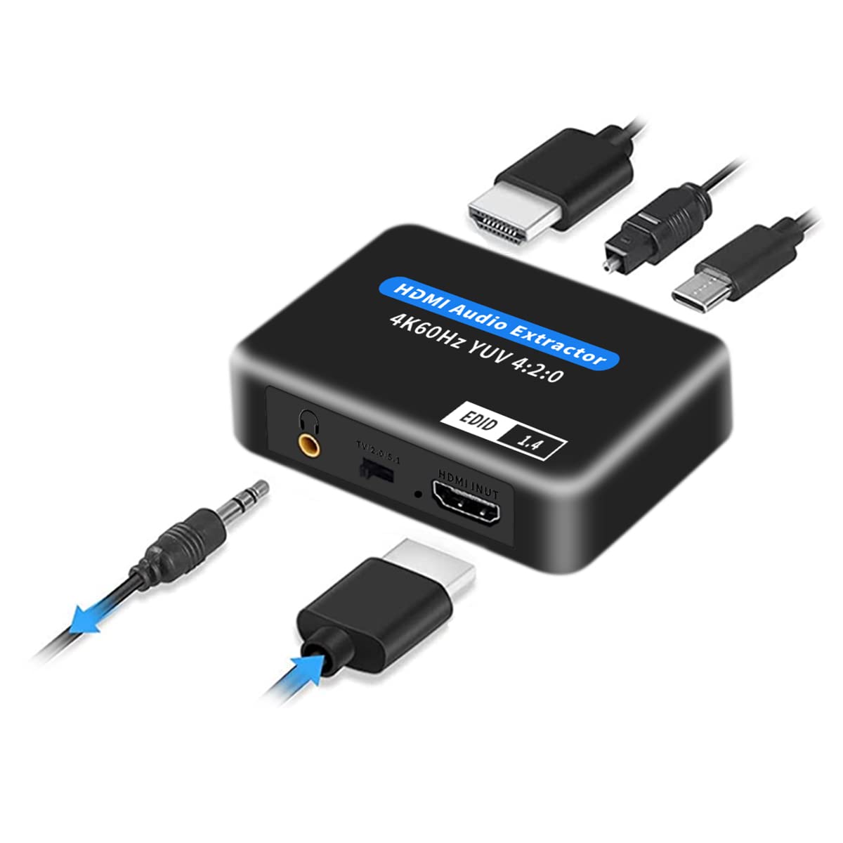 ZORBES® HDMI Converter 4K60Hz HDMI to HDMI +SPDIF Optical +3.5mm AUX Stereo,3 in 1 HDMI Converter Adapter for PS4,PS5,Xbox,Apple TV, Fire TV, Blu-Ray Player,Headset,Speaker,Monitor