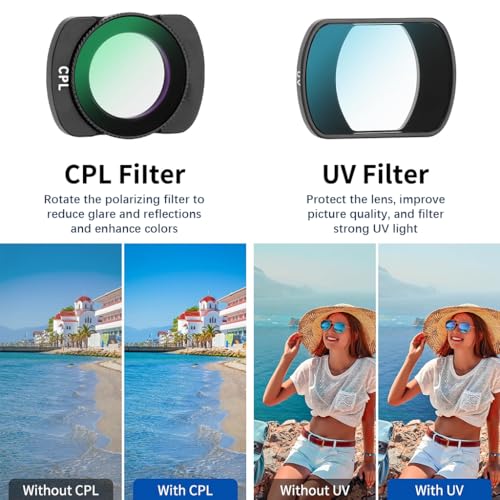 ZORBES® 6Pcs Magnetic Polarized Camera Lens for DJI Pocket 3, ND8, ND16, ND32, ND64, UV, CPL Polarized Camera Lens Glare Reduction for Polarized