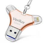 Verilux Pendrive 128 GB for iPhone and Android featuring 4 in 1 Type C Ports | Pink Metal