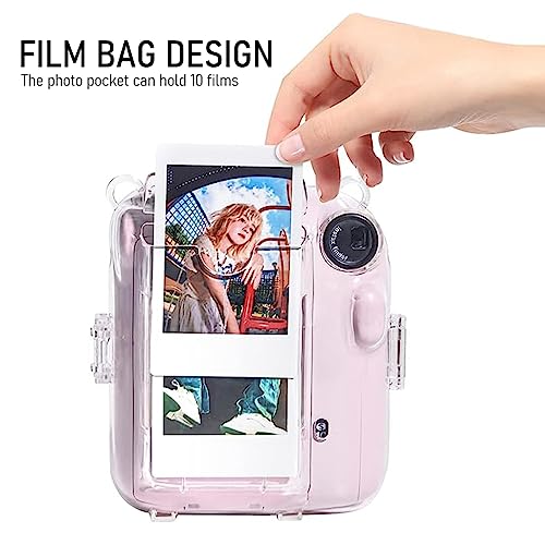 ZORBES® Protective Camera Case for Fujifilm Instax Mini 12 Instant Film Camera Clear Case with Photo Slot Design, Travel Camera Case for Fujifilm Instax Mini 12 with Adjustable Shoulder Strap