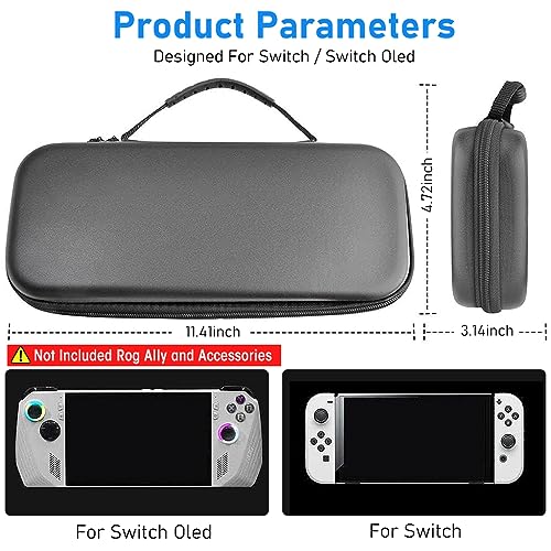 ZORBES® Oxford Fabric Carrying Case for Rog Ally Accessories Portable Handbag with 10 Game Cartridges Slot Waterproof Protective Storage Bag Black 2PCS