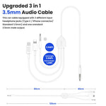 Verilux USB C to 3.5mm Audio Cable for Car and Headphones with Conexant DAC Chip 0.5m | 24bit 96kHz Sound