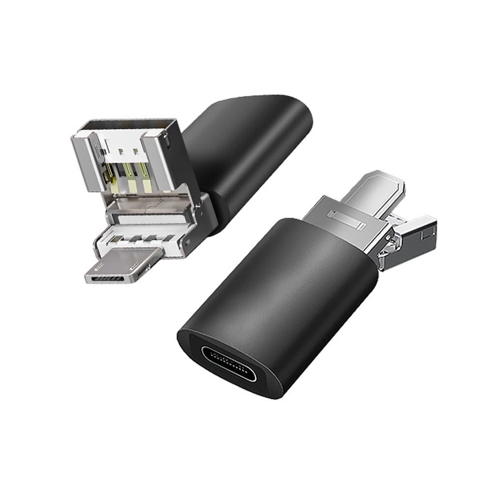 Verilux® OTG Adapter 3 in 1 USB C Female to Light-ning, USB A, Micro USB Male OTG Adapter PD 30W Fast Charging Type C to Light-ning Connector Type C Charger Converter for iPhone iPad