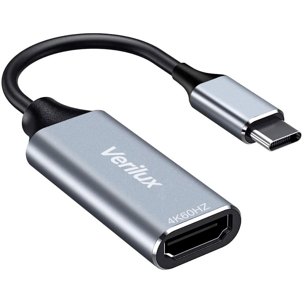 Verilux® USB C to HDMI Adapter (4K@60Hz),Aluminum Shell Type C Adapter (Thunderbolt 3 Compatible) Compatible with MacBook Pro 2019/2018/2017, MacBook Air 2018/2019,Samsung S9/S10/S10e/S10+/S20/Note 20