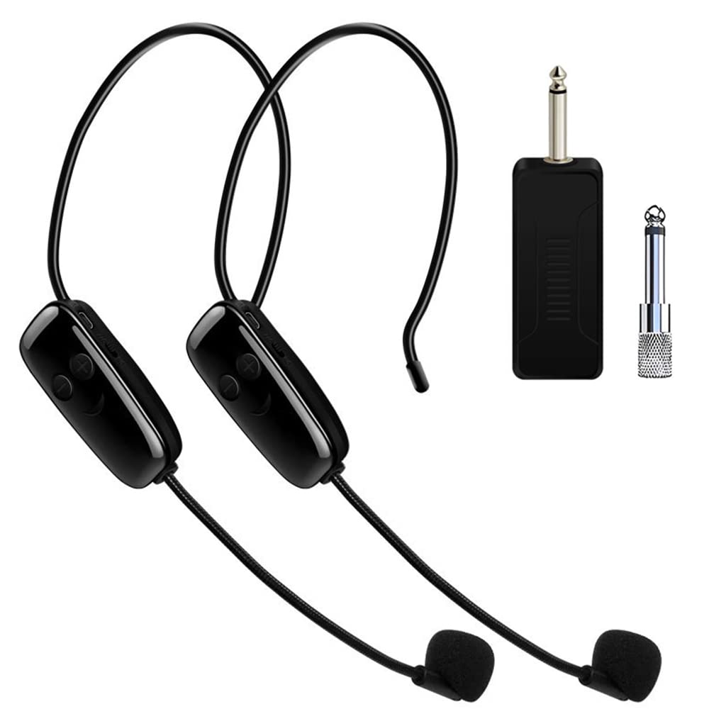 ZORBES® Dual UHF Wireless Microphone - 2 in 1 Headset and Handheld, Rechargeable, 165ft Range - Ideal for Stage Speaker, Teaching, Guiding and Fitness Classes.