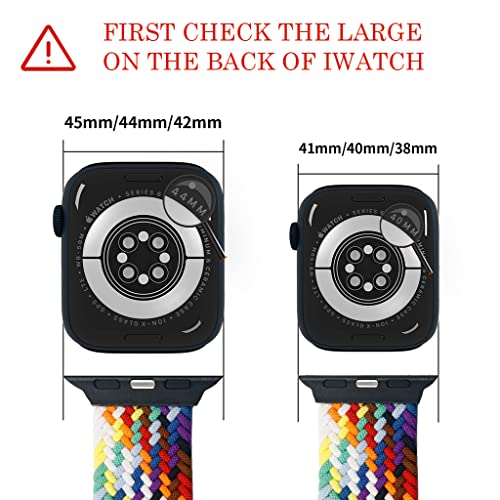 ZORBES® 2 Pack Nylon Strap for iWatch Elastic Woven iWatch Strap Apple Watch Band 42mm 44mm 45mm for Women Men, Adjustable Elastic Woven Strap Stylish Wristbands for iWatch Series