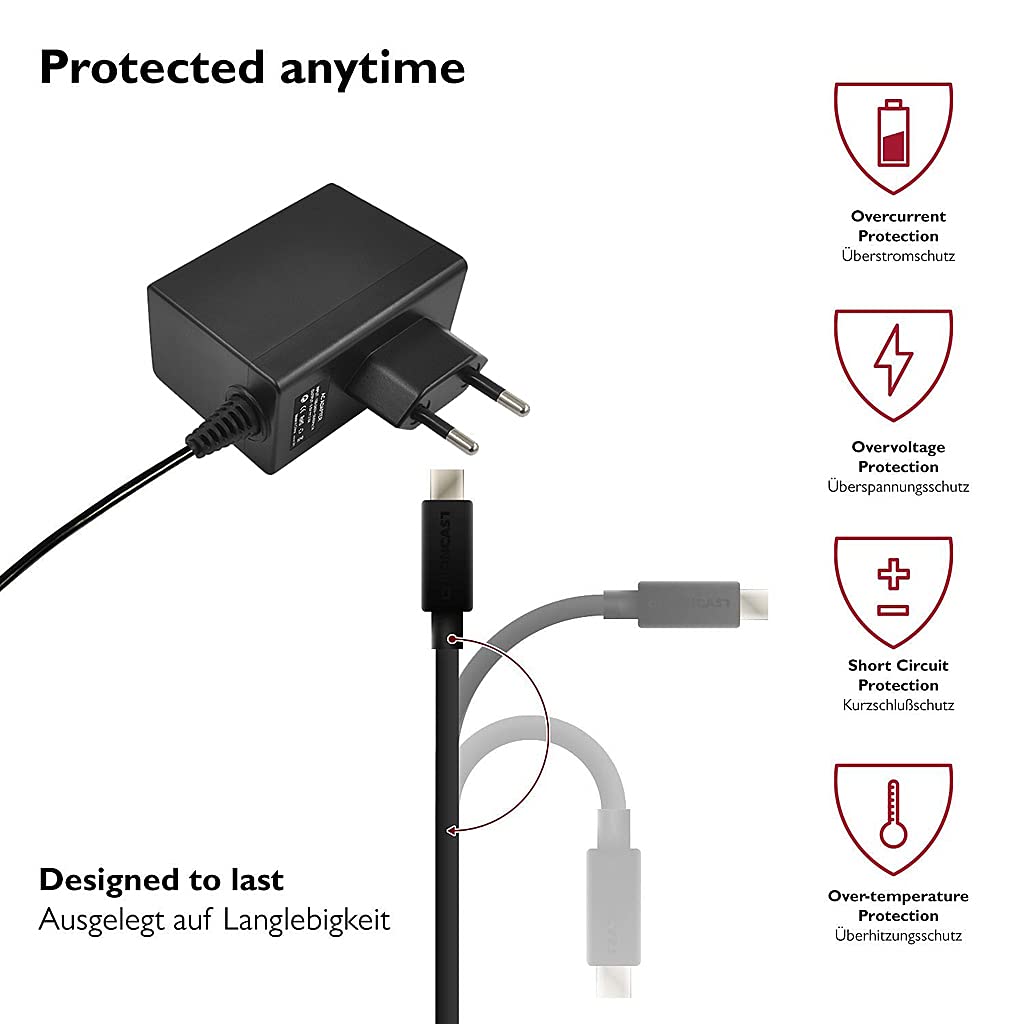 Verilux Type C Cable Fast Charging via USB-C (Portable and TV Mode) Switch Power Adapter Fast Charger Switch Charging Cable for simultaneous Charging and Playing Your Switch Lite