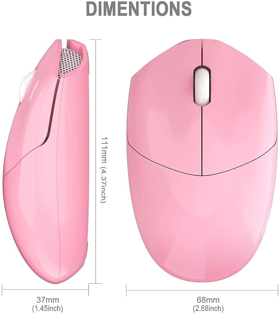 Verilux® Wireless Keyboard and Mouse Combo, Slim 2.4G USB Full Size Wireless Mouse , Keyboard Combo and Cleaning Brush Cute 110 Keys Keyboard for PC, Notebook, MacBook, Tablet - Black (Pink) - verilux