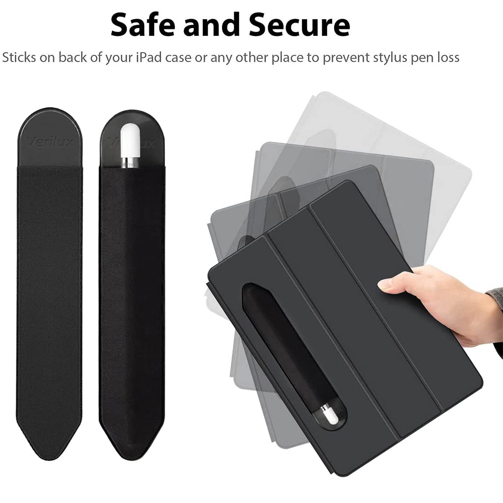 Verilux Pencil Holder Cover for Apple Pencil 1st and 2nd Generation with 2mm Thin Adhesive PU Leather and Lycra Sleeve | Secure Scratch Protection