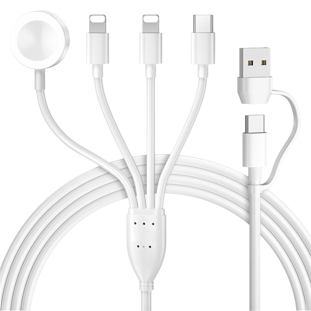 Verilux Watch Charger Cable for Apple with 5.9ft Length and Magnetic Charging Module | USB C and Lightning Connectors