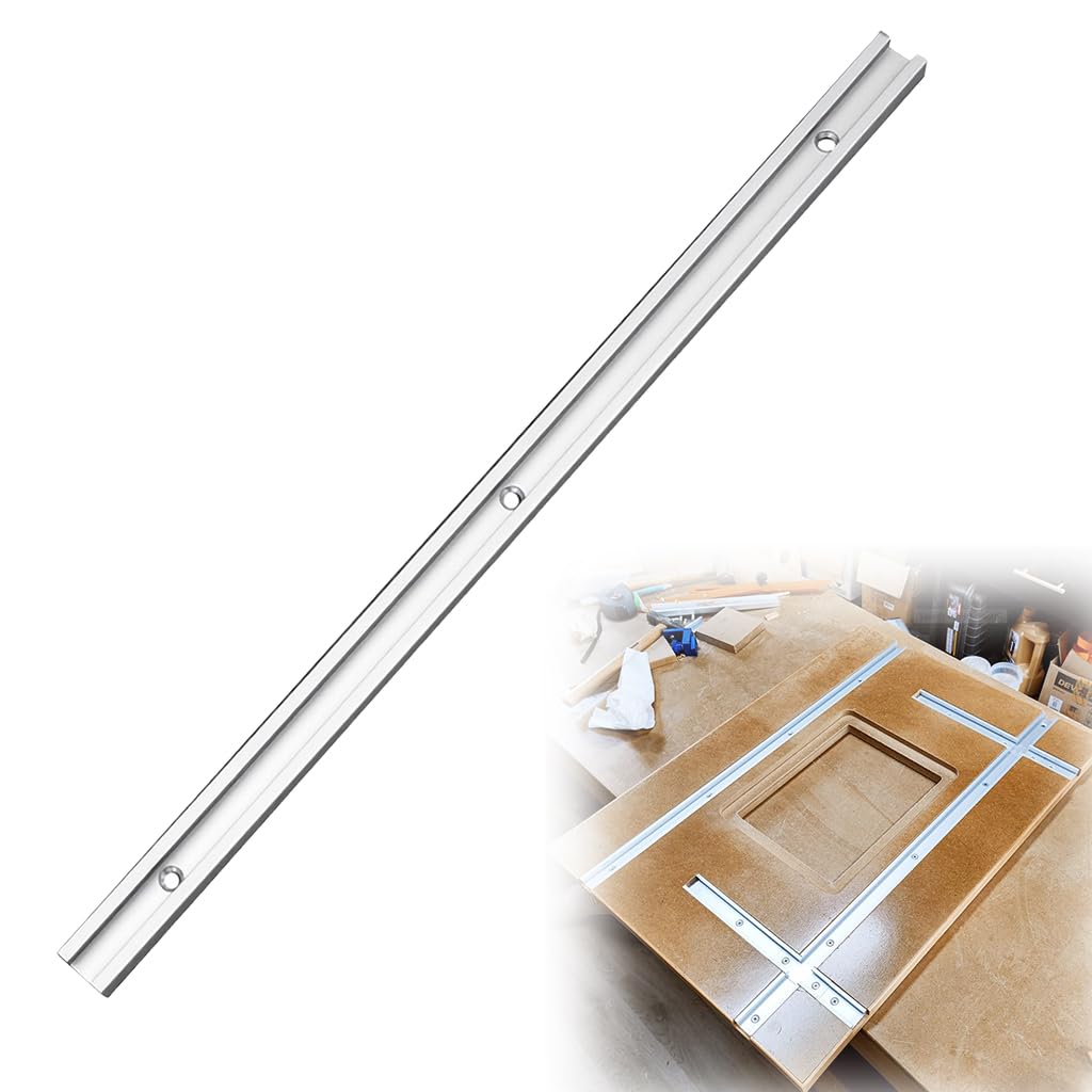 Serplex® Aluminum 400mm Double-Cut Profile Universal 3/4 T-Track with Predrilled Mounting Holes, 30 Type T Track for Woodworking Jigs and Fixtures, Drill Press Table,(15.75in)
