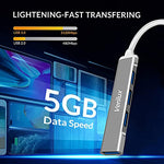 Verilux® USB Hub 3.0 for PC Multiport Adapter with 4 Ports High Speed for Laptop Aluminium Extender MacBook Pro Mini iMac 2PCS