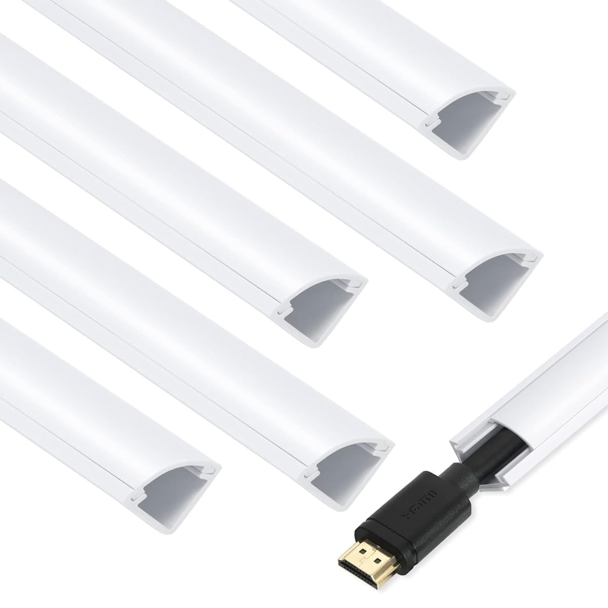 Serplex® 15.7'' PVC Cable Raceways for Baseboards, 5Pcs Self-Adhesive Cable Trunking Cord Cover, Wire Concealer Management Channel for Home, Office, and Wall Mount TV Setup
