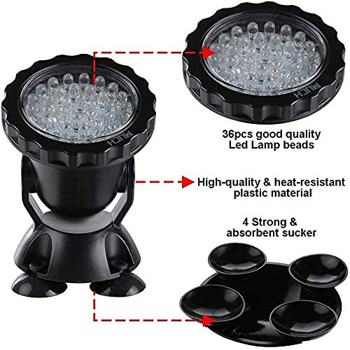 Verilux Underwater Spot Light for Pond and Fountain with 36 RGB LEDs 98 in Cable | Adjustable 180° ABS Housing