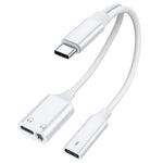 Verilux® USB-C to Dual Audio & Charging Splitter, 60W PD Fast Charge, 3.5mm & USB-C Headphone Support, Nylon Braided Cable, Simultaneous Charging & Audio, Compatible with Phone, Tablets & Laptops