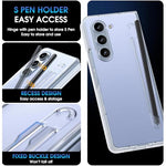 ZORBES® Phone Case for Samsung Galaxy Z Fold 5 Fashion Bi-fold One-Piece PC with HD Transparent 6.3-inch Front Display Cover Integrated S Pen Holder 3PCS