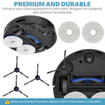 Verilux® 10Pcs Replacement Parts for Ecovacs N30 Pro Omni,Spare Accessories with 1 Main Brush,3 Side Brushes 2 Mop Cloth 2 Filters Cleaning Mop Dust Bags.