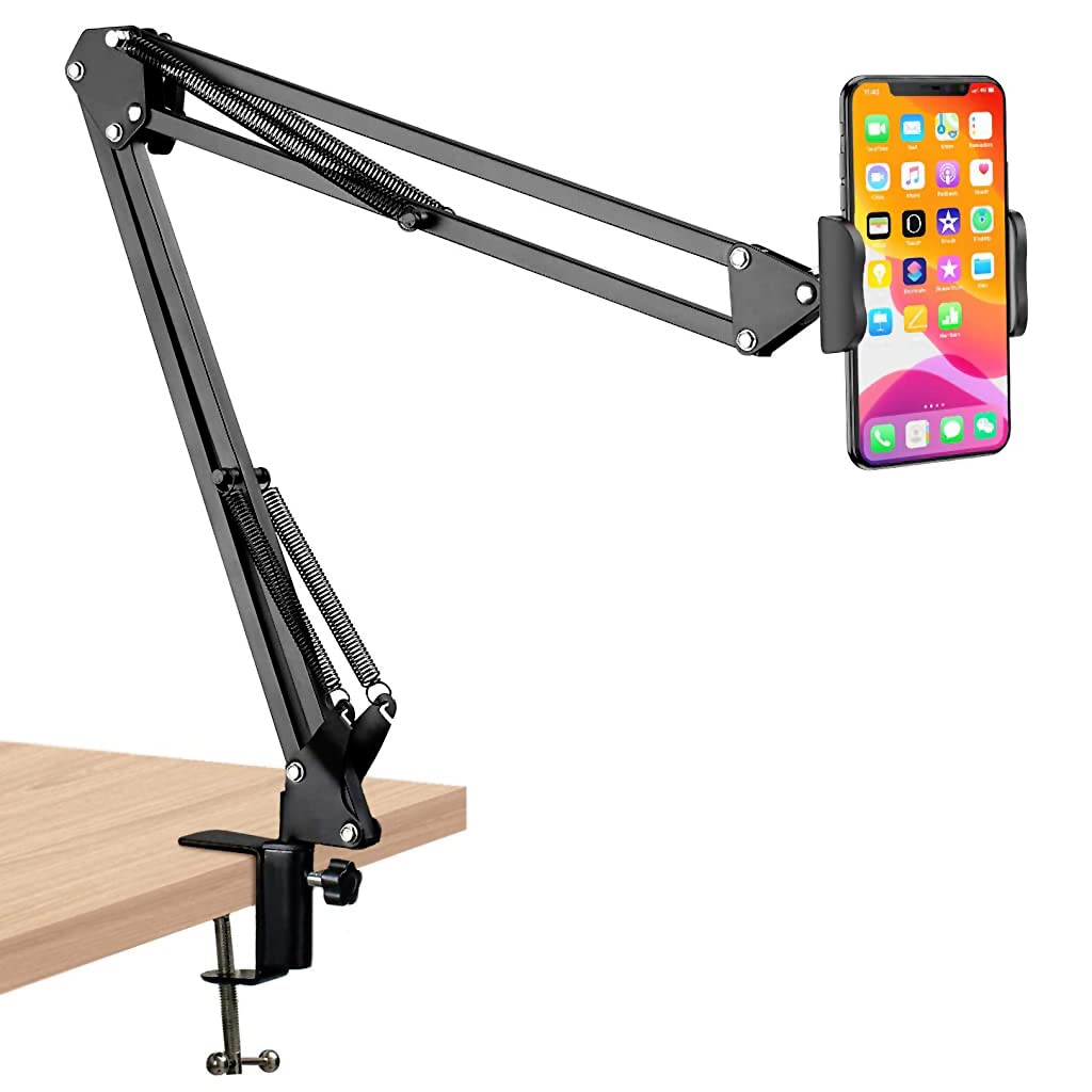 ZORBES® Black Adjustable and 360° Rotational Tabletop Long Arm Flexible Mobile Stand Holder for Cell Phone, Heavy Mobile, Smartphones for Office Table, Bed and Kitchen