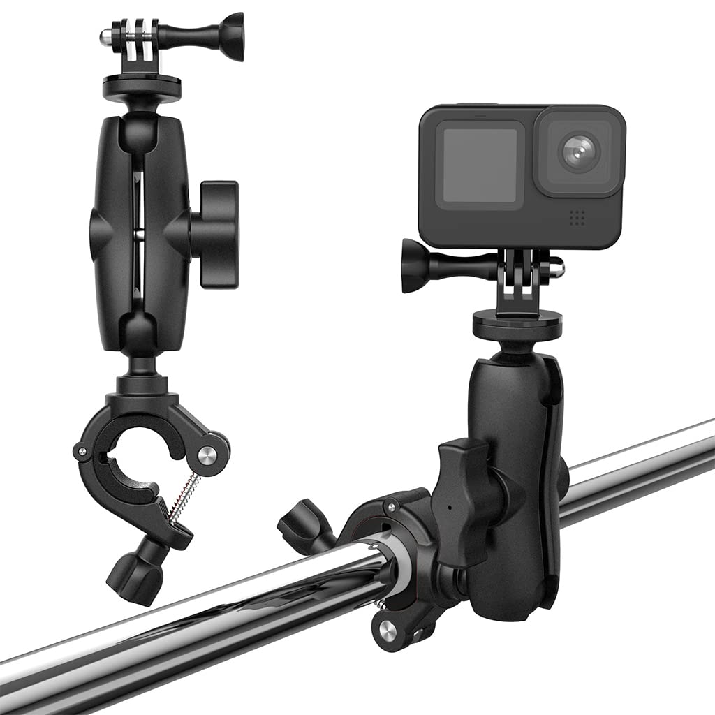 ZORBES® Gopro Handle Bar Mount Clamp with 1/4" Adapter 360° Action Camera Mount for Motorcycle Bicycle Handlebar Mount Bracket for GoPro Hero10/9/8/7 Gopro Accessory Motorcycle Accessory