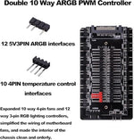 ZORBES® ARGB Controller Combo for PC, 5V 3Pin RGB & PWM 10-Port Fan Hub, SATA Powered, Remote, Built-in Light Modes, for ARGB Fans, Light Strips, CPU Cooling, Case Mod, DIY PC Builds