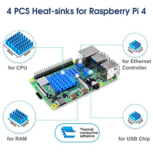 ZORBES® Case for Raspberry Pi 4 with 35mm Cooling Fan and 4 pcs Aluminum Heat Sinks for Raspberry Pi 4 Model-B