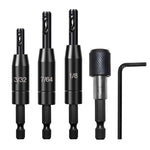 Serplex® Window Hinge Drill Bit Set, Self-Centering Pilot Hole Drill Bits Kit (3/32", 7/64", 1/8") with Hex Shank Adapter Carbon Steel Woodworking Bits for Cabinet, Door & Window Hinge Installation