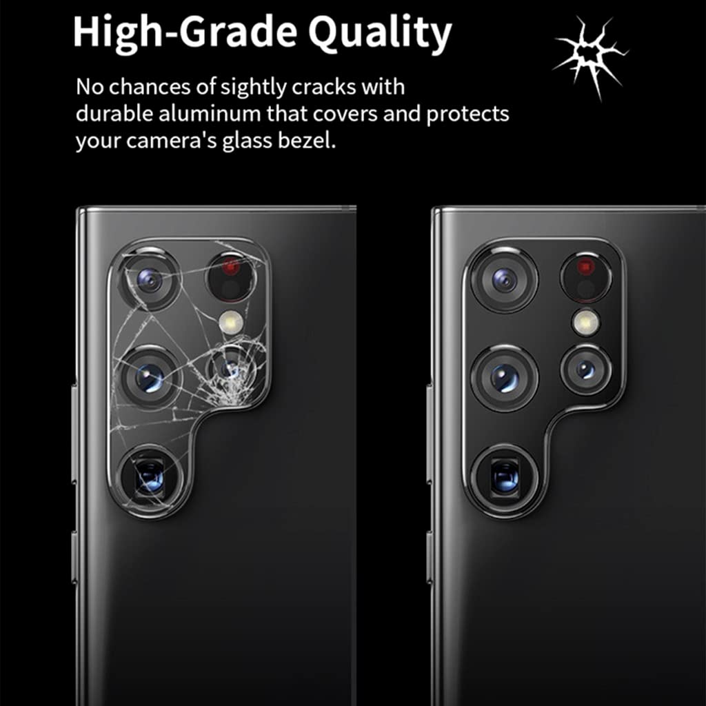 ZORBES® Metal Camera Protective Cover for Galaxy S22 Ultra Anti-Scratch Camera Lens Protector Cover(Black)