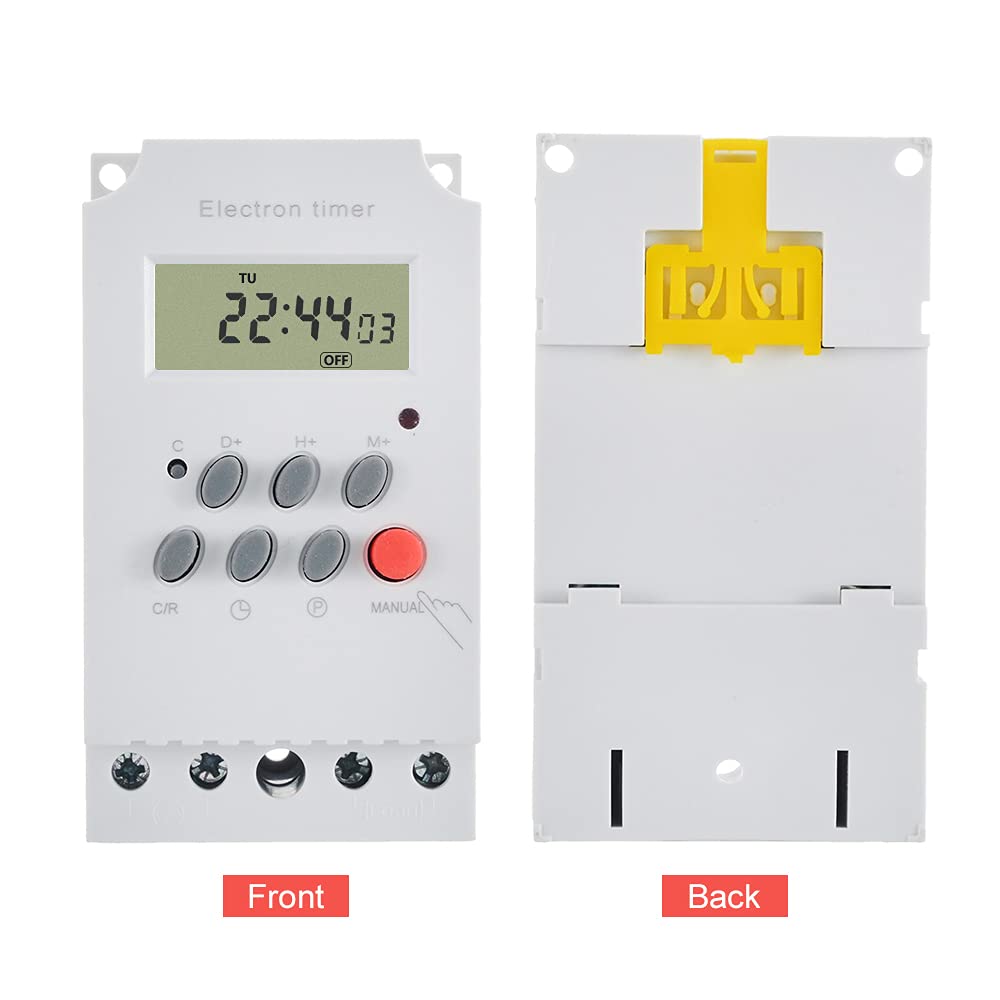 ZORBES® White BT41 D4 Digital Electronic Timer Switch 220V,25Amp DIN Rail Programmable