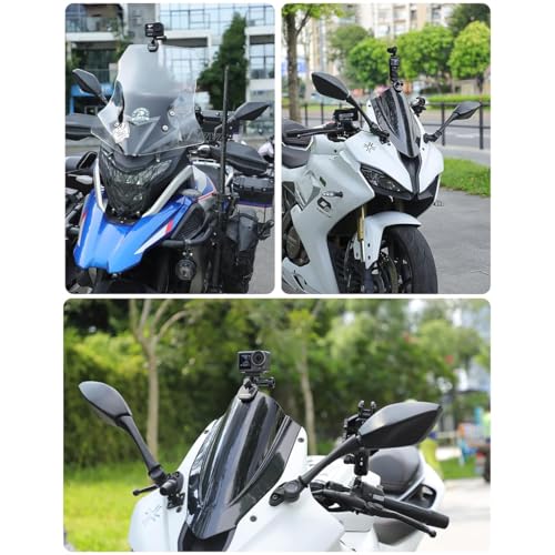 BEHORSE Motorcycle Windshield Camera Mount - Aluminum Alloy Clamp For GoPro, Insta360, DJI Action Cams (Max 7mm Thick)