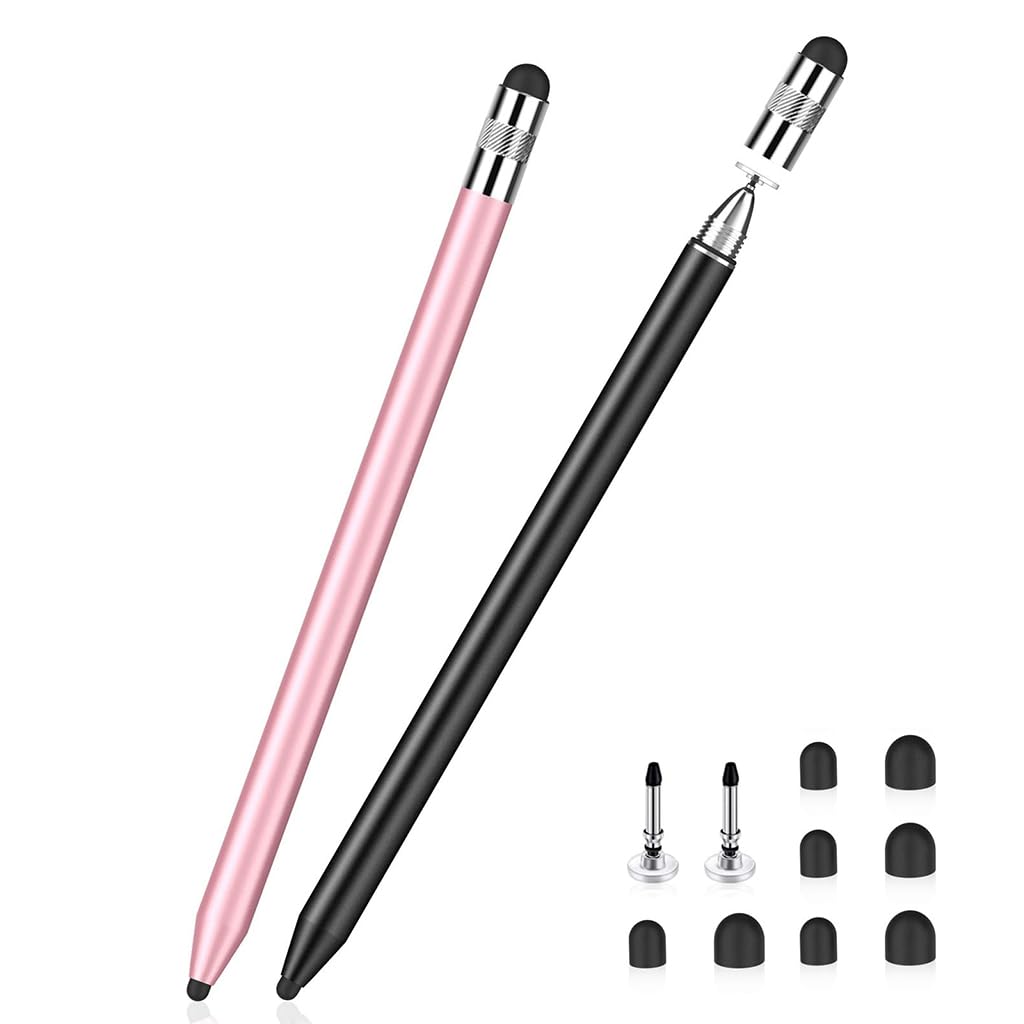ZORBES Stylus Pens for Touch Screens with 8 Replacement Tips and 2 Disc Tips | Metal Design