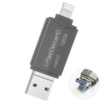 Verilux Pendrive 128GB with USB Light‑ning and Micro USB Ports featuring Metal Body | High Speed Data Transfer for iPhone Android and PC
