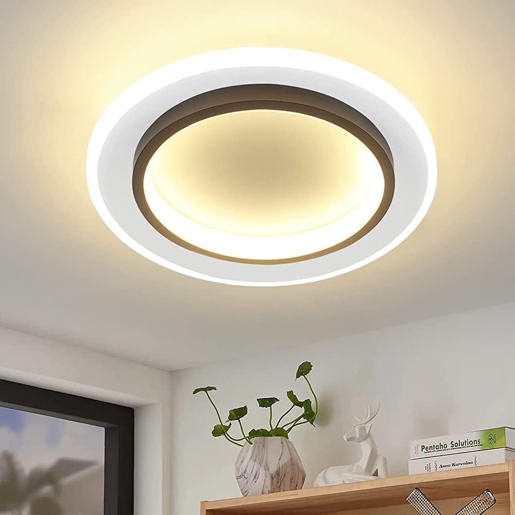 Verilux 24W LED Modern Ceiling Light for Living Room for 3-8m2 Small Room, 3000K LED Warm Light Modern Acrylic Round Interior Light, 24 * 24cm LED Ceiling Light for Small Room Home Balcony