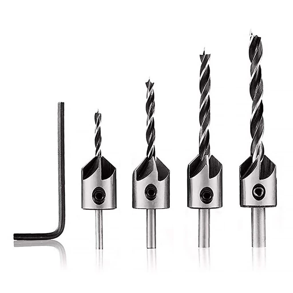 ZORBES® Countersink Drill Bits Set Woodwork, PVC, Plywood Chamfer High Carbon Steel Drill Bits for Wood Drill Bits Set 3mm 4mm 5mm 6mm with Hex Key - 4 Pcs