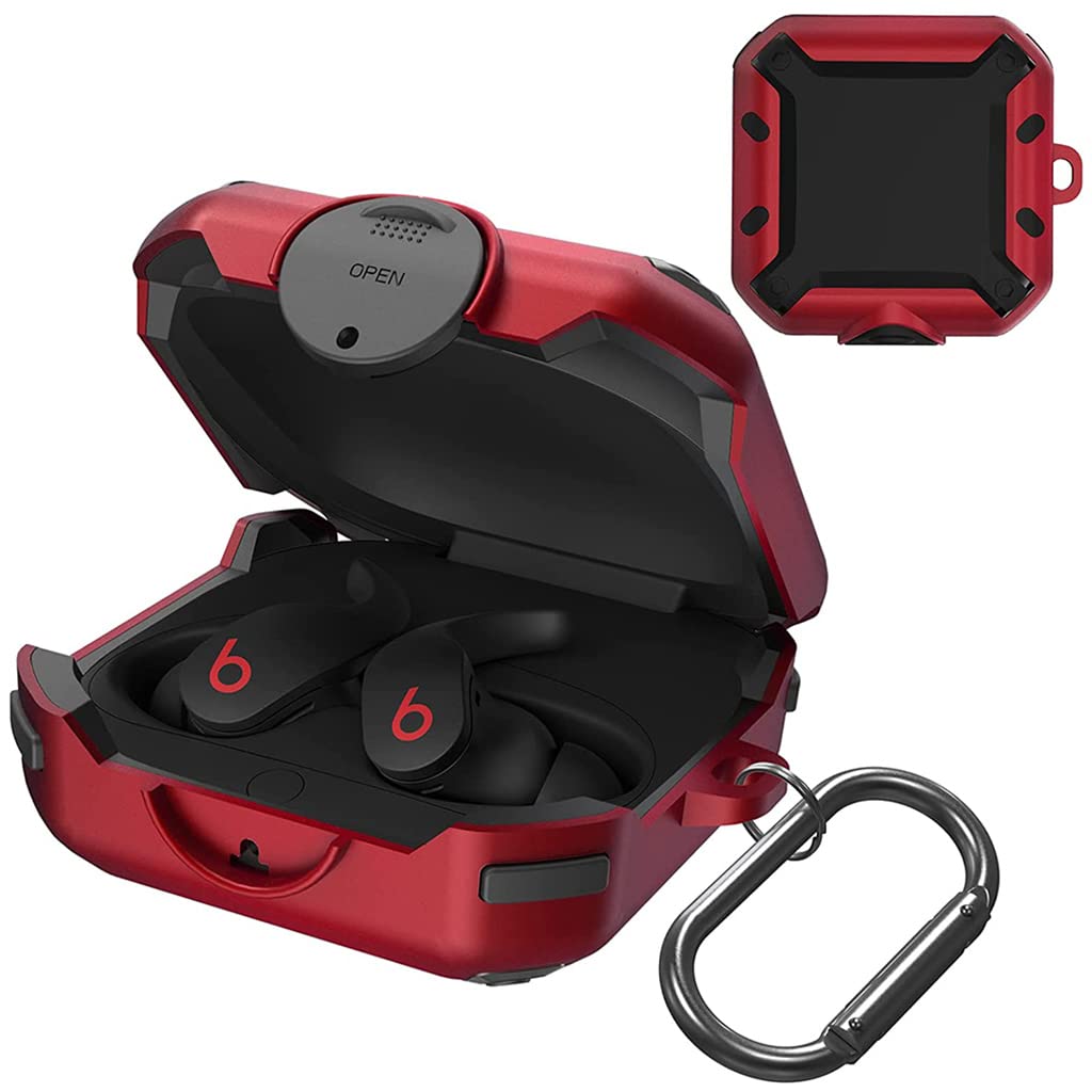 ZORBES® for Beats Fit Pro Case, Heavy-Duty Shockproof Cover Case for Beats Fit Pro 2021, Charging Case Cover with Lock Button & Carabiner (Without Earphone, Seperate Pieces Design)