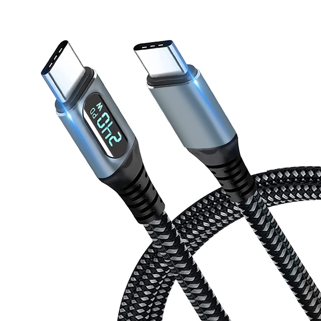 Verilux® USB4 Type C Cable for Thunderbolt 4, C Type Cable Fast Charging with LCD Display 240W PD 40Gbps Fast Data Transfer, 8K Display, 3ft Nylon Braided USB4 Cable for MacBook, Pro/Air iPad Samsung