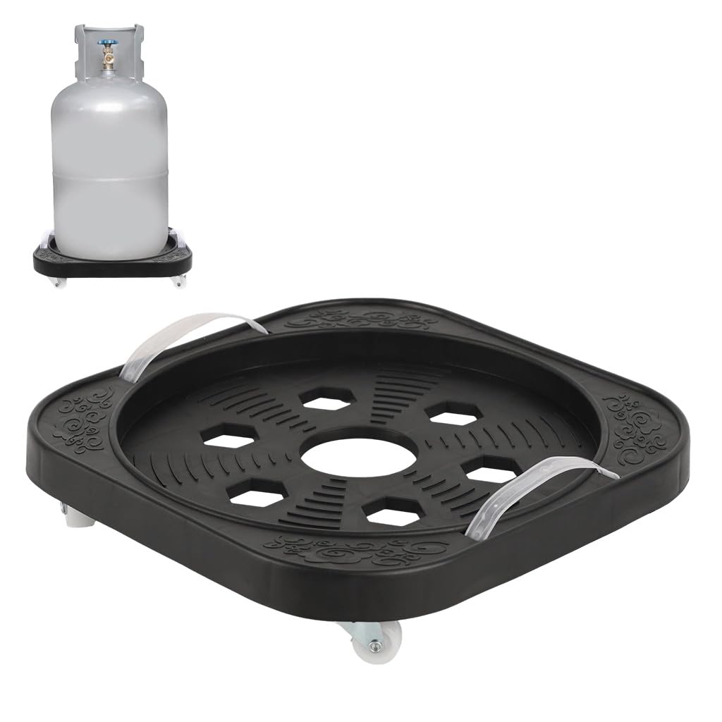 Serplex® Gas Tank Mobile Tray, PP Mobile Stand with 360° Swivel Caster Wheels and Handles, Portable Cylinder Item or Tank Dolly, Fit for 10.4'' Dia and Below
