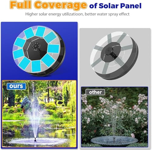 Verilux® Plastic Fountain Solar Power Floating Water Pump For Pool Pond Garden Patio Plants Round 7V 1.4W Black 3PCS